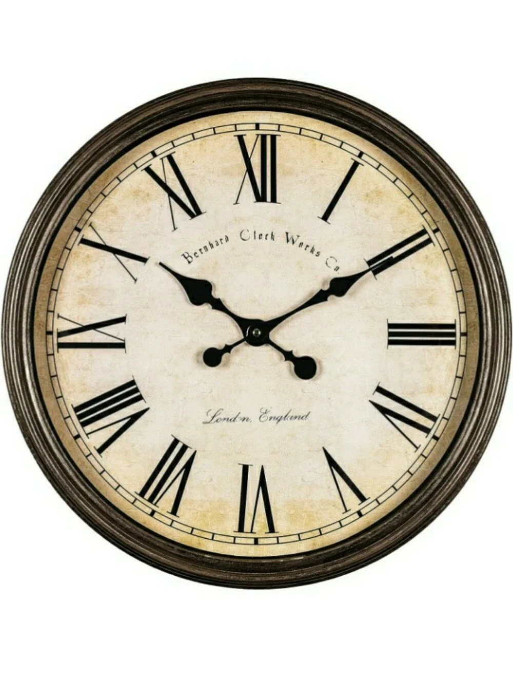 Vintage Rustic Wall Clock - Brown & Cream